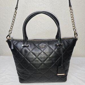 Kate Spade Emerson Place Black Quilted Leather Crossbody Shoulder Bag Satchel